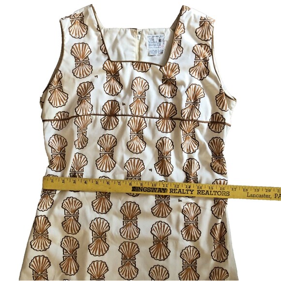 Vested Gentress Shift Dress Womens M 12 Sleeveless VTG Hand Screened Shell Print - Picture 12 of 15
